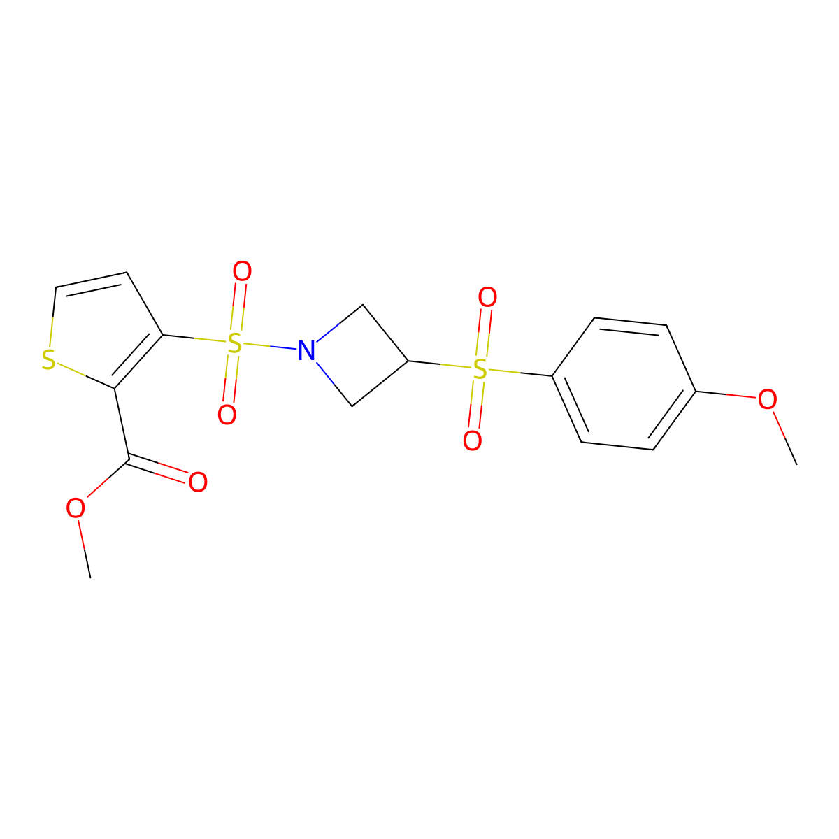 Methyl 3-((3-((4-methoxyphenyl)sulfonyl)azetidin-1-yl)sulfonyl)thiophene-2-carboxylate molecular structure, CAS 1797874-33-9