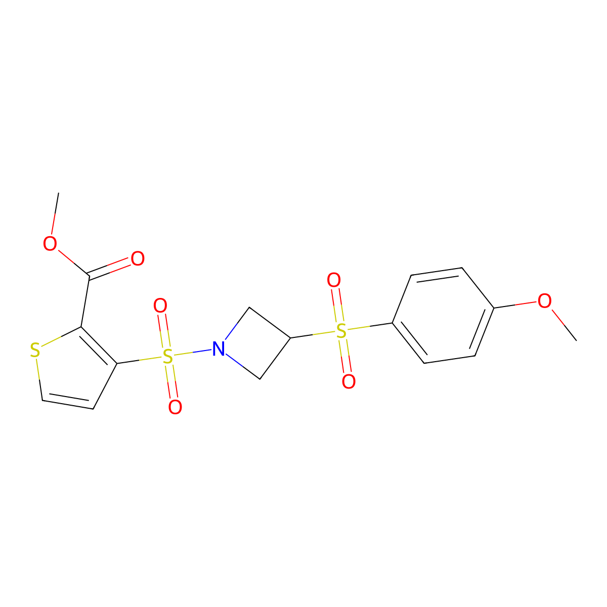 Methyl 3-((3-((4-methoxyphenyl)sulfonyl)azetidin-1-yl)sulfonyl)thiophene-2-carboxylate molecular structure, CAS 1797874-33-9