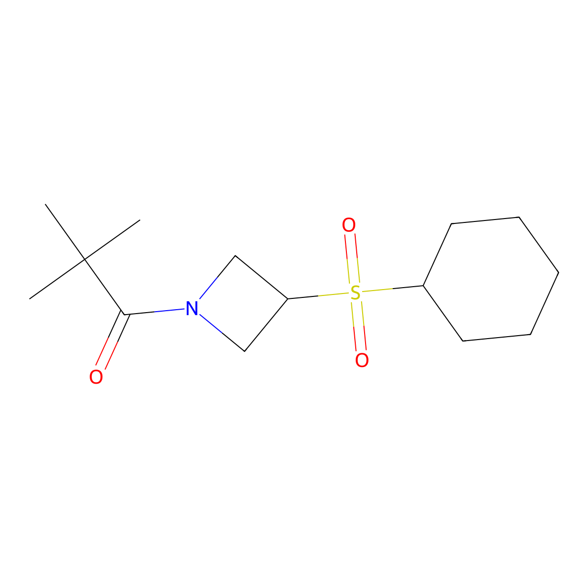1-(3-(Cyclohexylsulfonyl)azetidin-1-yl)-2,2-dimethylpropan-1-one molecular structure, CAS 1797874-35-1