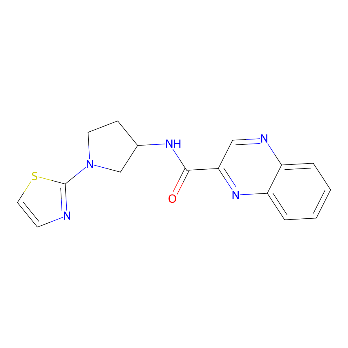 N-(1-(thiazol-2-yl)pyrrolidin-3-yl)quinoxaline-2-carboxamide molecular structure, CAS 1797874-36-2