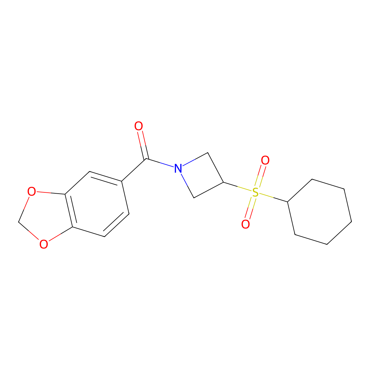 Benzo[d][1,3]dioxol-5-yl(3-(cyclohexylsulfonyl)azetidin-1-yl)methanone molecular structure, CAS 1797874-39-5