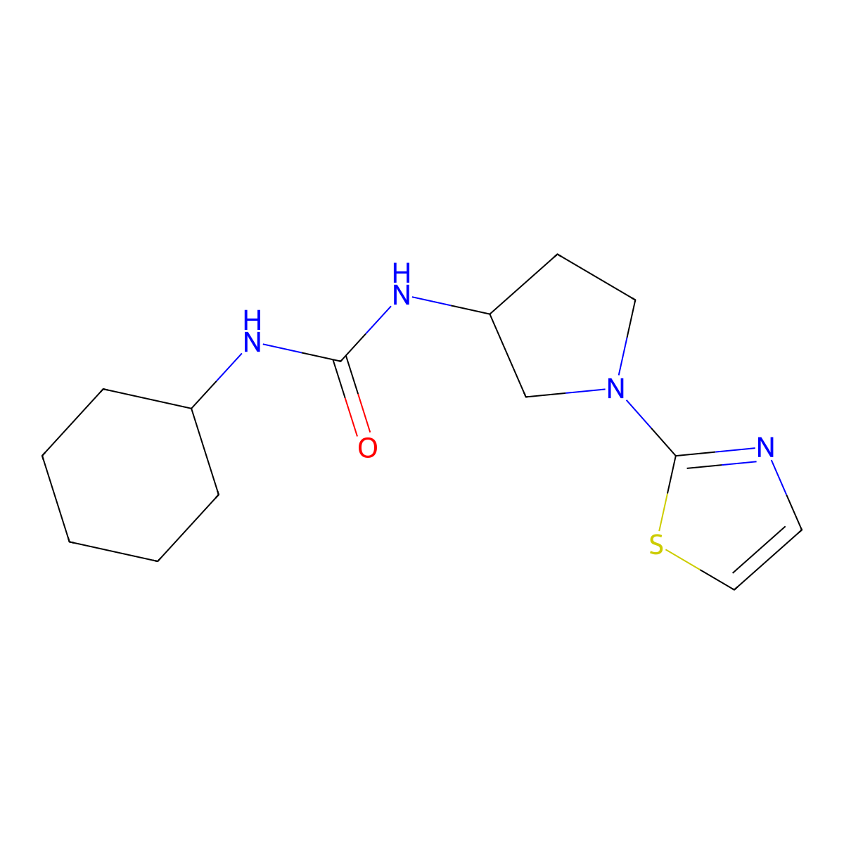 1-Cyclohexyl-3-(1-(thiazol-2-yl)pyrrolidin-3-yl)urea molecular structure, CAS 1797874-44-2