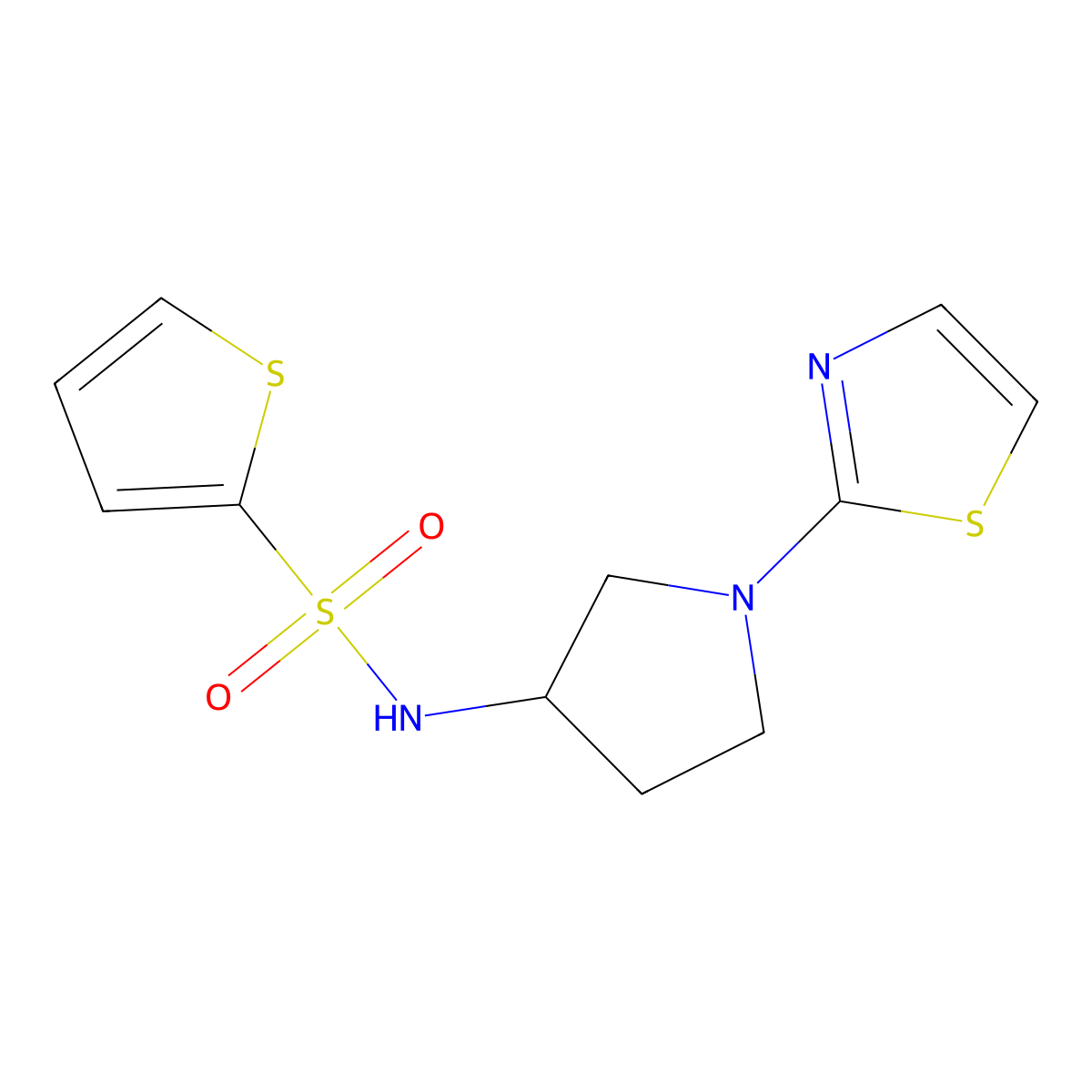 N-(1-(thiazol-2-yl)pyrrolidin-3-yl)thiophene-2-sulfonamide molecular structure, CAS 1797874-47-5