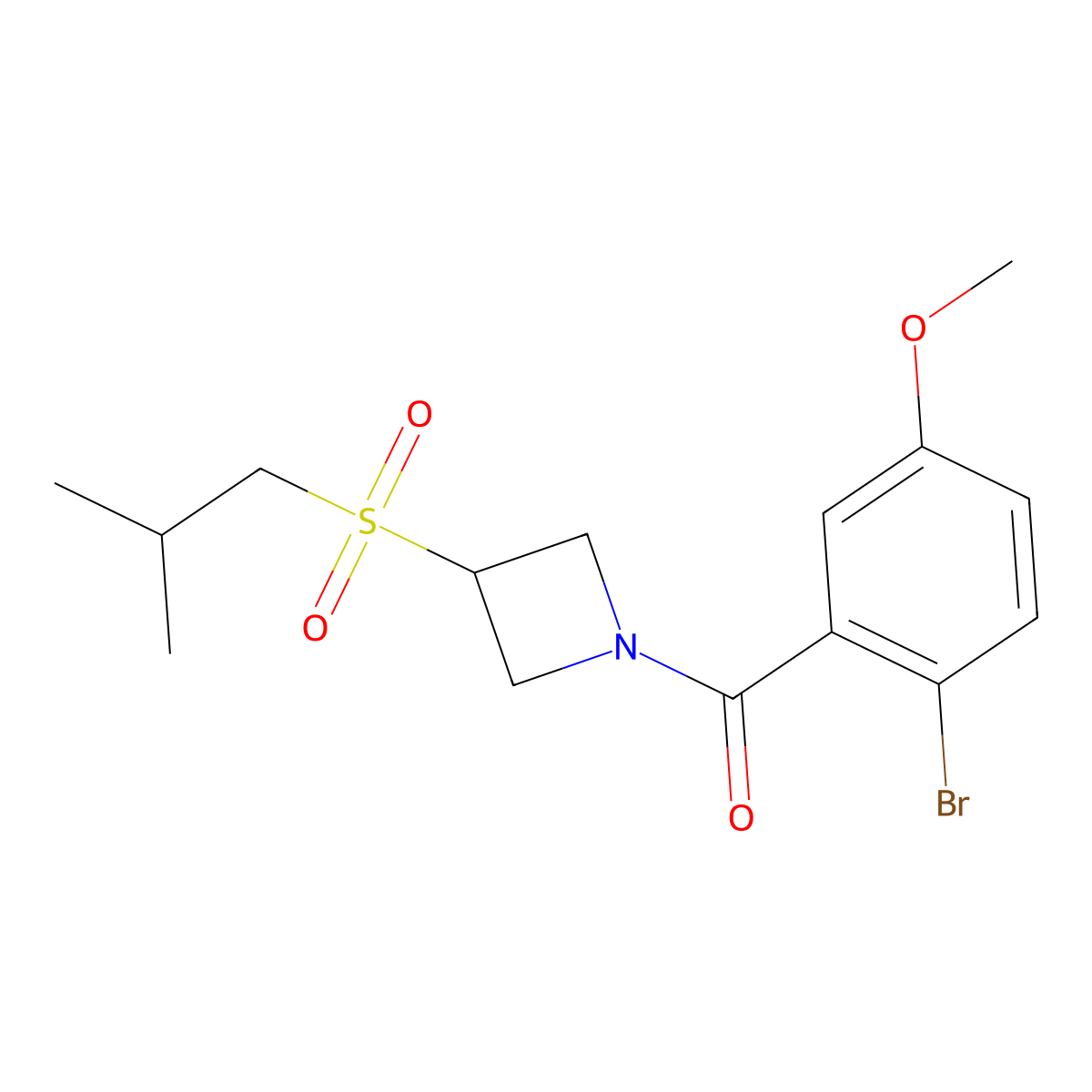 (2-Bromo-5-methoxyphenyl)(3-(isobutylsulfonyl)azetidin-1-yl)methanone molecular structure, CAS 1797874-58-8