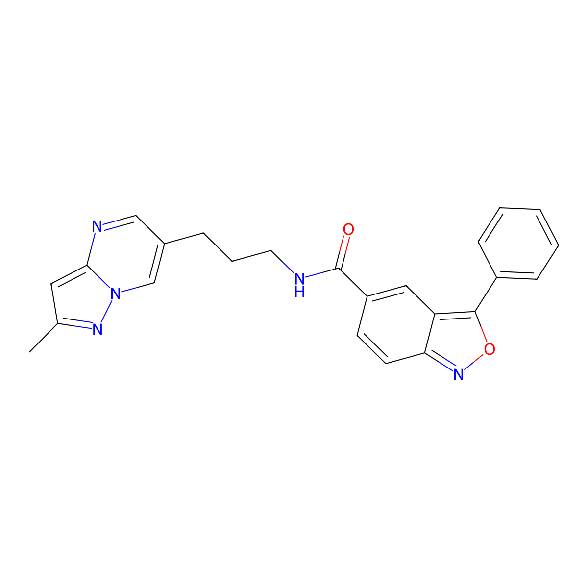 N-(3-(2-methylpyrazolo[1,5-a]pyrimidin-6-yl)propyl)-3-phenylbenzo[c]isoxazole-5-carboxamide molecular structure, CAS 1797874-60-2