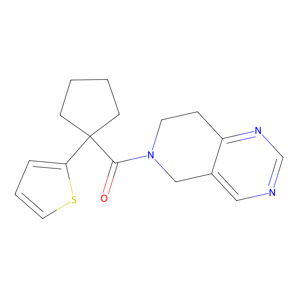 (7,8-dihydropyrido[4,3-d]pyrimidin-6(5H)-yl)(1-(thiophen-2-yl)cyclopentyl)methanone molecular structure, CAS 1797874-84-0