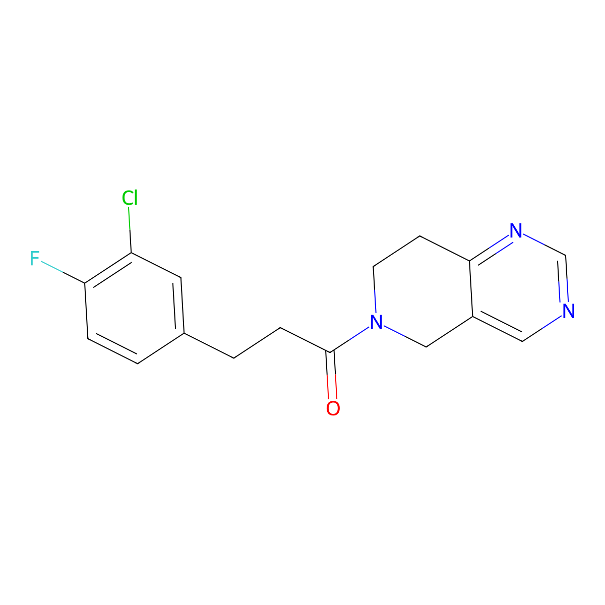 3-(3-chloro-4-fluorophenyl)-1-(7,8-dihydropyrido[4,3-d]pyrimidin-6(5H)-yl)propan-1-one molecular structure, CAS 1797874-91-9