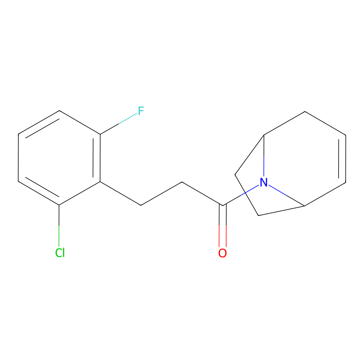 1-((1R,5S)-8-azabicyclo[3.2.1]oct-2-en-8-yl)-3-(2-chloro-6-fluorophenyl)propan-1-one molecular structure, CAS 1797875-03-6