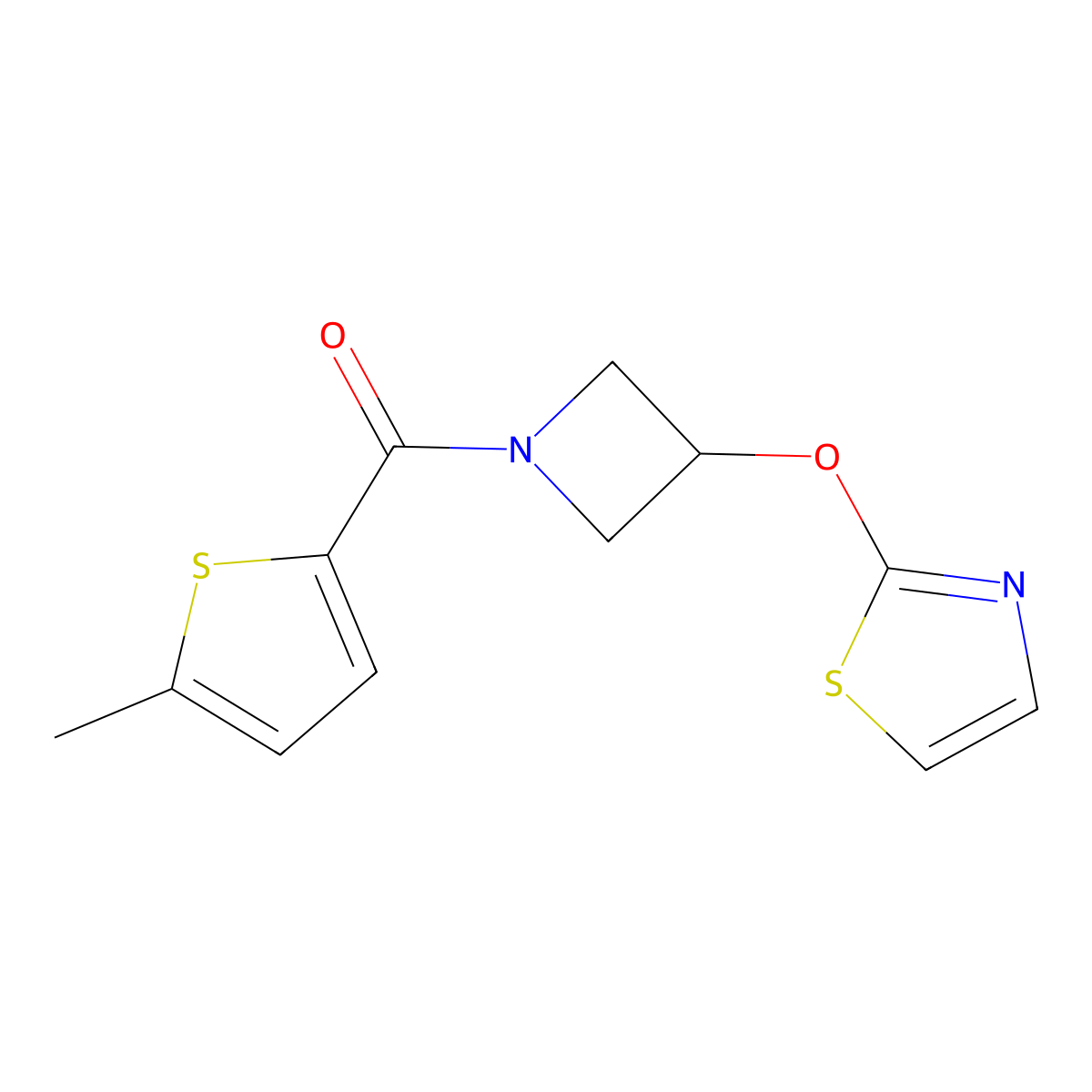 (5-Methylthiophen-2-yl)(3-(thiazol-2-yloxy)azetidin-1-yl)methanone molecular structure, CAS 1797875-15-0
