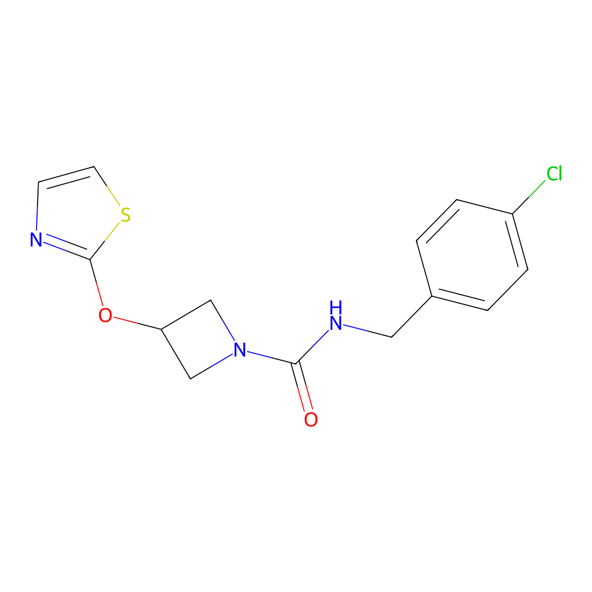 N-(4-chlorobenzyl)-3-(thiazol-2-yloxy)azetidine-1-carboxamide molecular structure, CAS 1797875-17-2