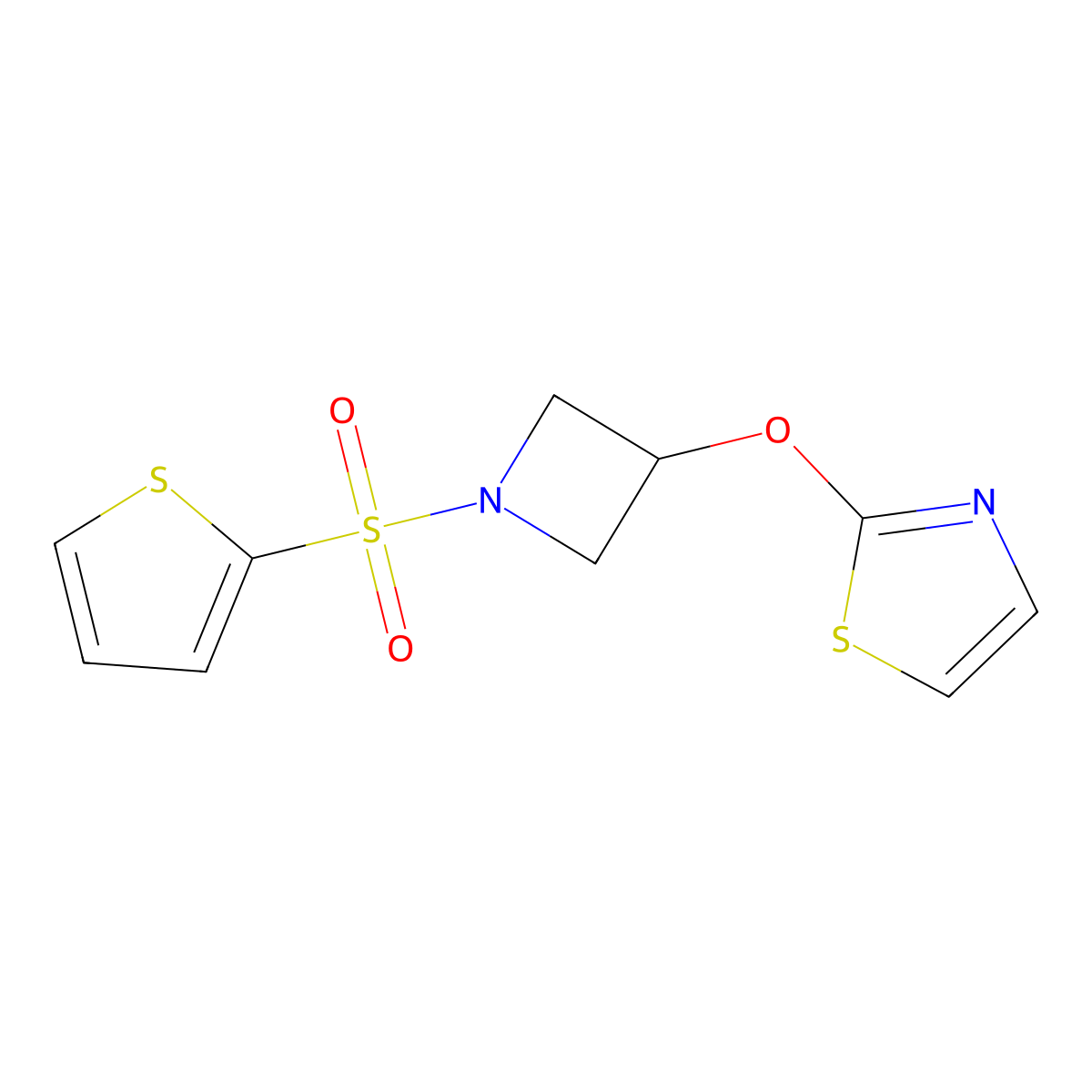 2-((1-(Thiophen-2-ylsulfonyl)azetidin-3-yl)oxy)thiazole molecular structure, CAS 1797875-20-7