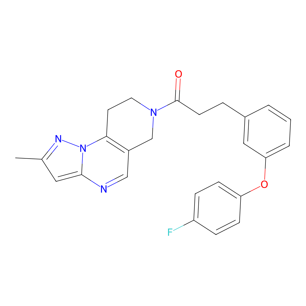 3-(3-(4-fluorophenoxy)phenyl)-1-(2-methyl-8,9-dihydropyrazolo[1,5-a]pyrido[3,4-e]pyrimidin-7(6H)-yl)propan-1-one molecular structure, CAS 1797875-45-6