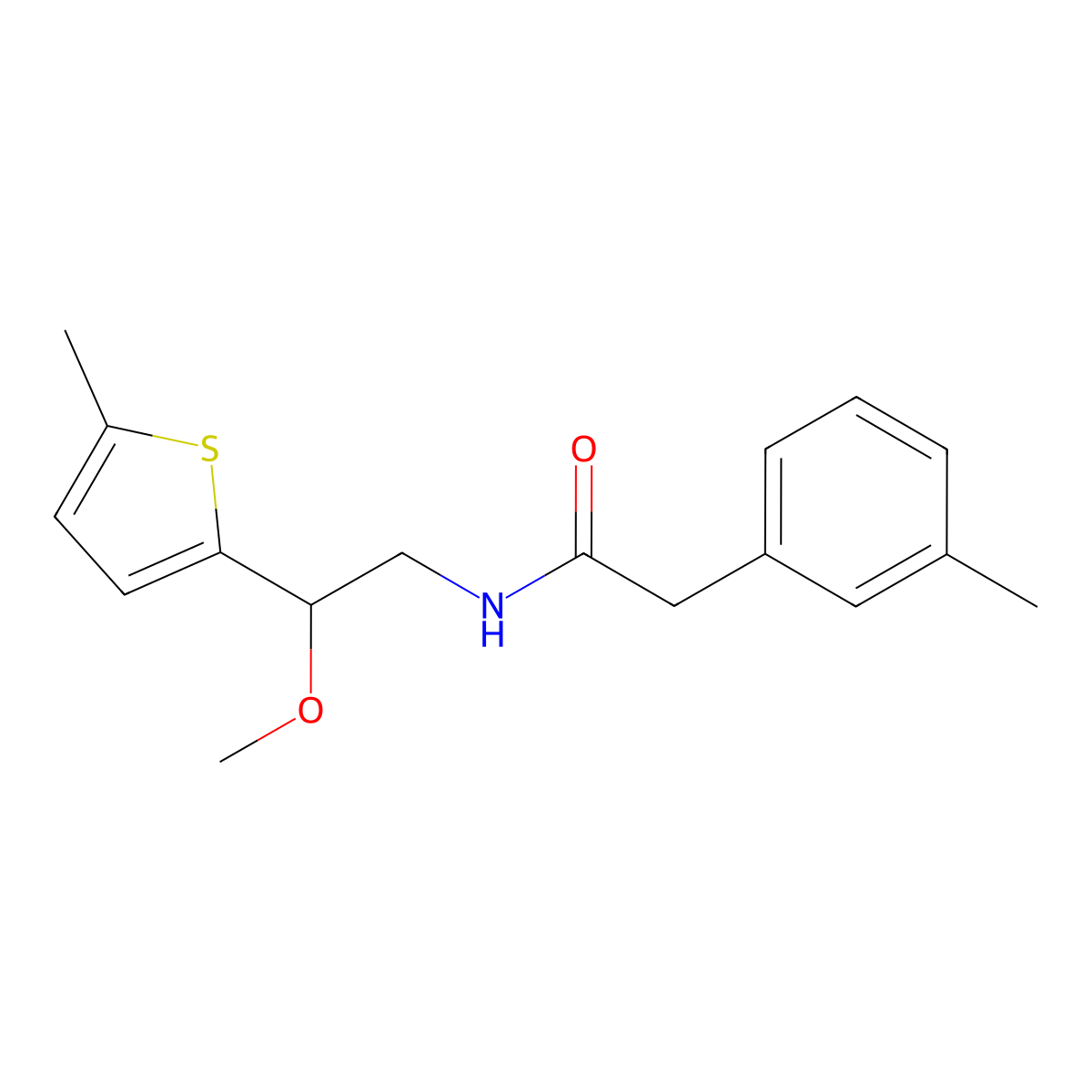 N-(2-methoxy-2-(5-methylthiophen-2-yl)ethyl)-2-(m-tolyl)acetamide molecular structure, CAS 1797875-76-3