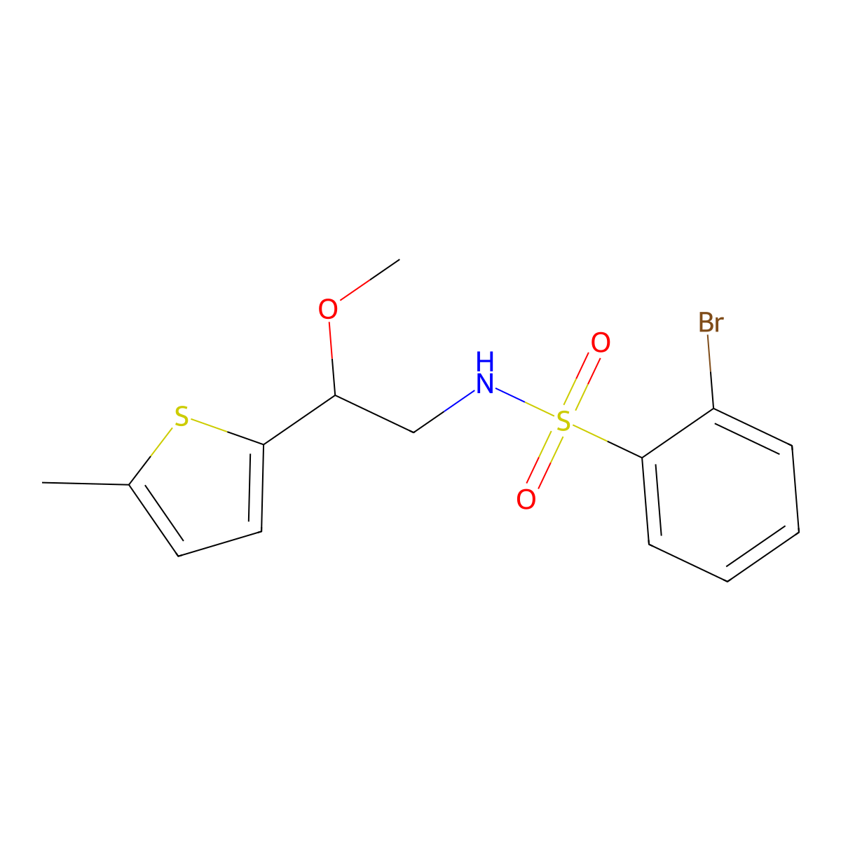 2-bromo-N-(2-methoxy-2-(5-methylthiophen-2-yl)ethyl)benzenesulfonamide molecular structure, CAS 1797876-14-2