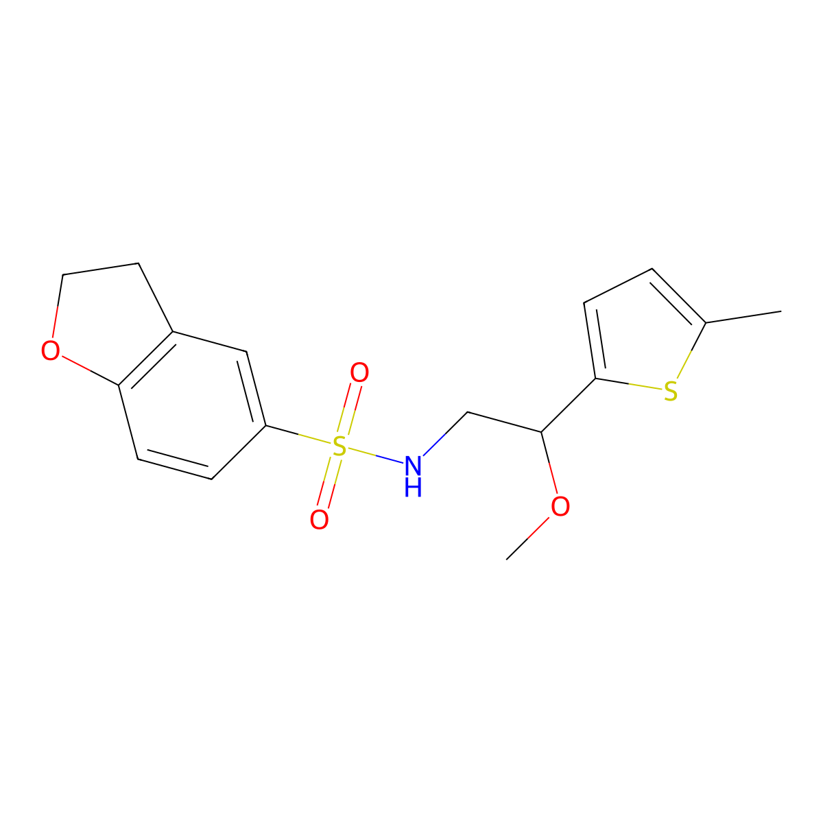 N-(2-methoxy-2-(5-methylthiophen-2-yl)ethyl)-2,3-dihydrobenzofuran-5-sulfonamide molecular structure, CAS 1797876-18-6