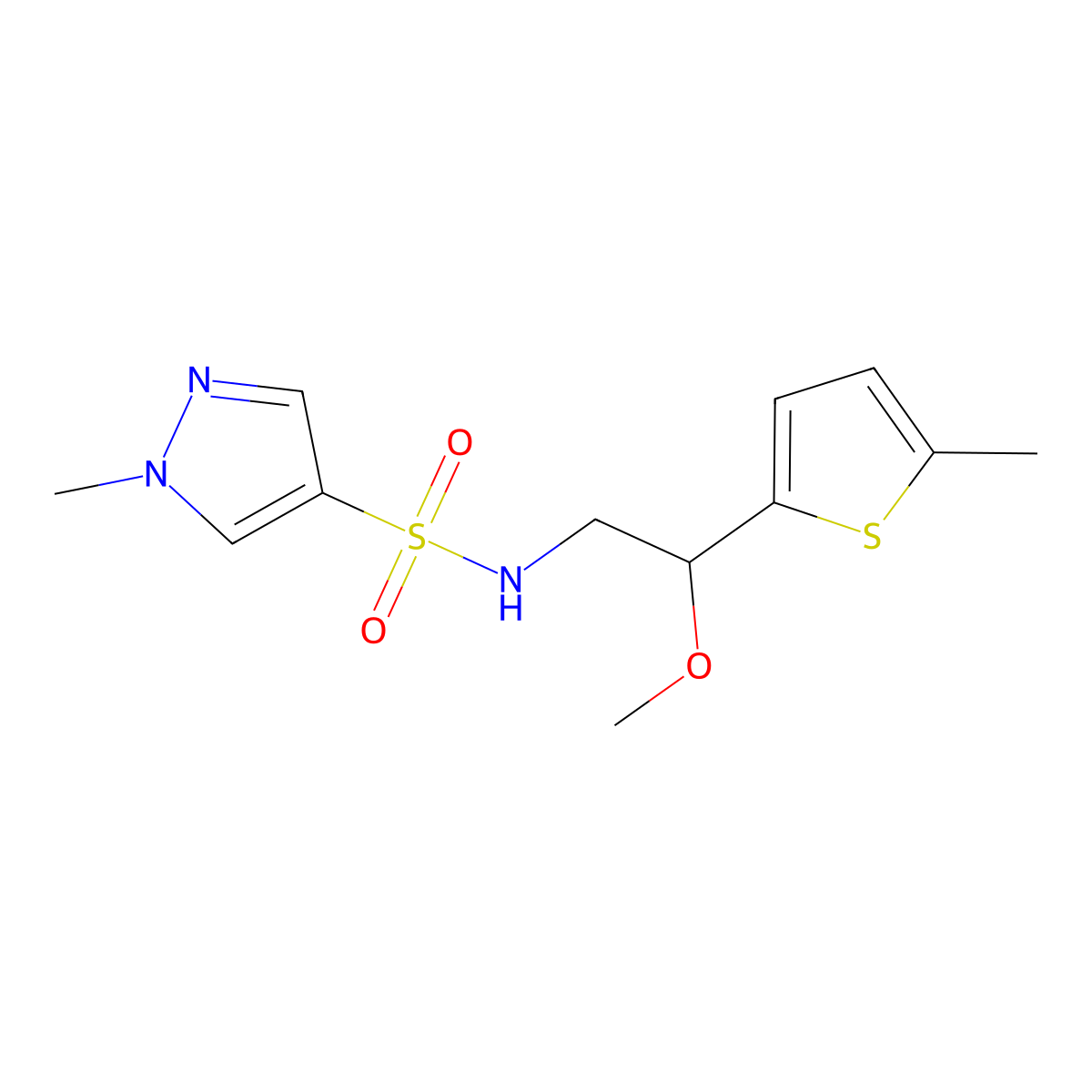 N-[2-methoxy-2-(5-methylthiophen-2-yl)ethyl]-1-methyl-1H-pyrazole-4-sulfonamide molecular structure, CAS 1797876-24-4