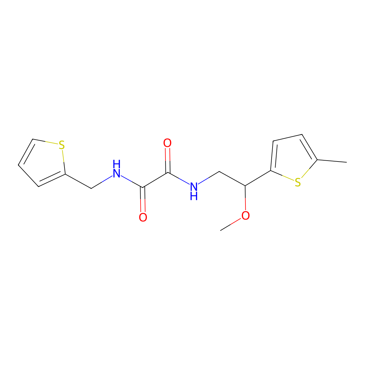 N1-(2-methoxy-2-(5-methylthiophen-2-yl)ethyl)-N2-(thiophen-2-ylmethyl)oxalamide molecular structure, CAS 1797876-26-6