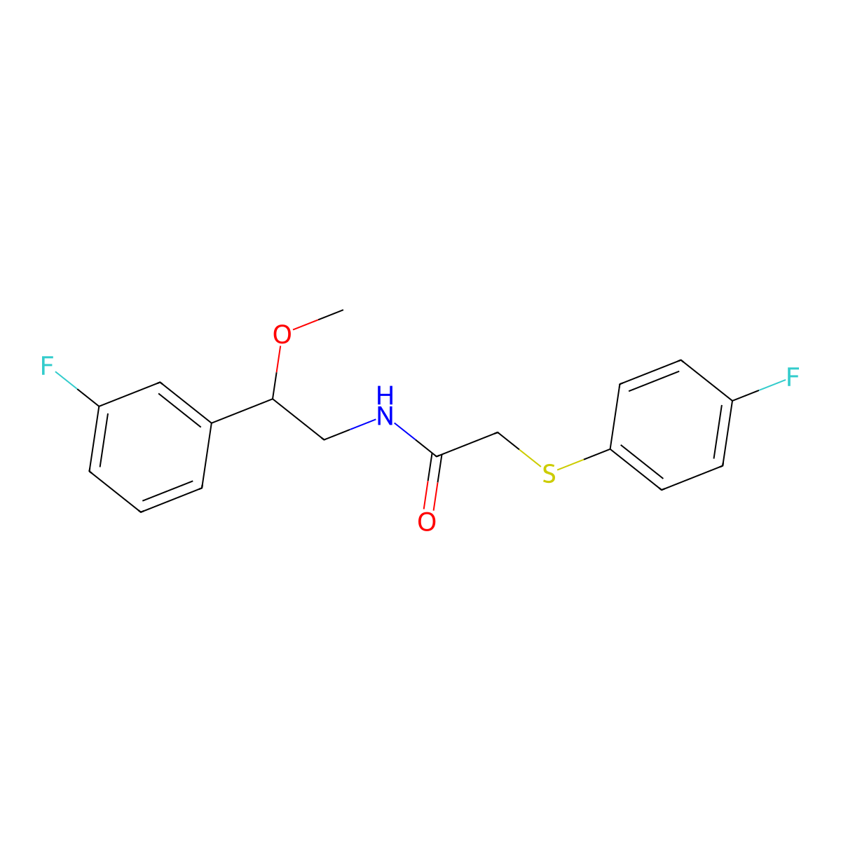 N-(2-(3-fluorophenyl)-2-methoxyethyl)-2-((4-fluorophenyl)thio)acetamide molecular structure, CAS 1797876-54-0