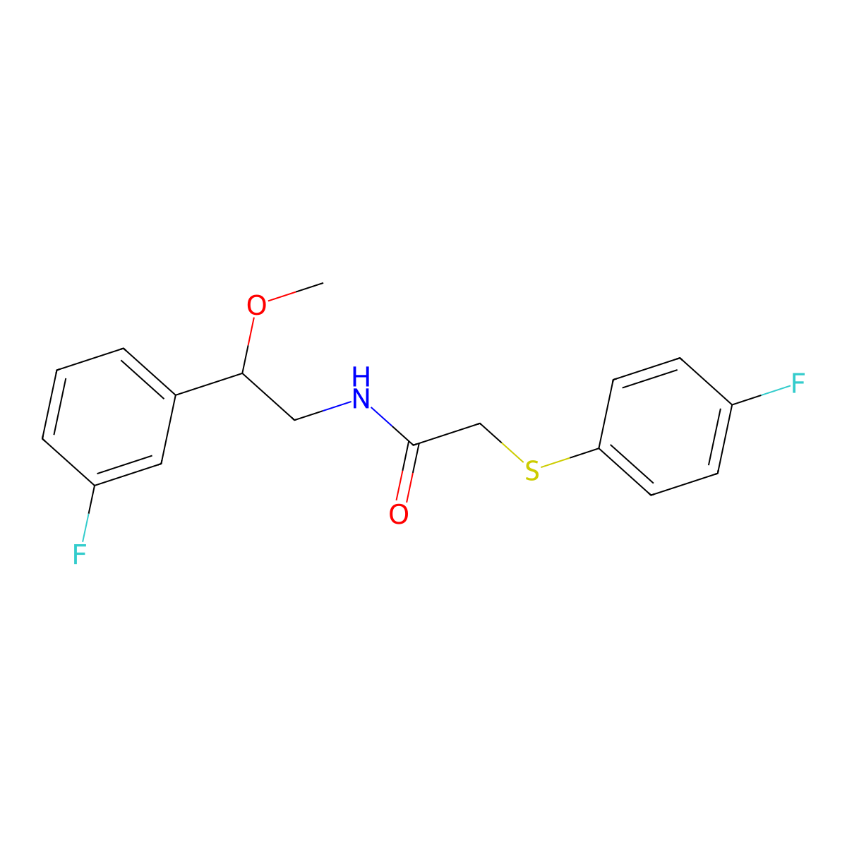 N-(2-(3-fluorophenyl)-2-methoxyethyl)-2-((4-fluorophenyl)thio)acetamide molecular structure, CAS 1797876-54-0