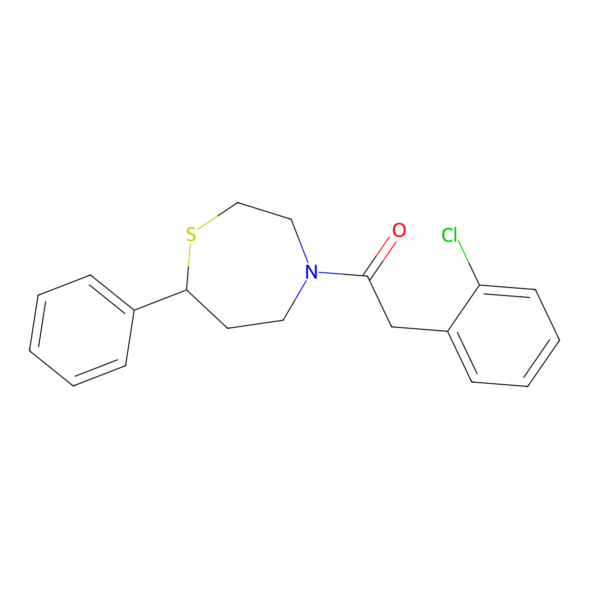 2-(2-Chlorophenyl)-1-(7-phenyl-1,4-thiazepan-4-yl)ethanone molecular structure, CAS 1797876-55-1