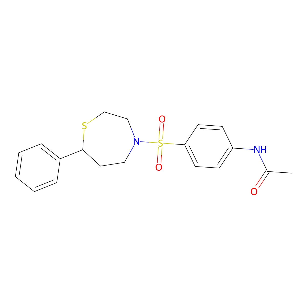 N-{4-[(7-phenyl-1,4-thiazepan-4-yl)sulfonyl]phenyl}acetamide molecular structure, CAS 1797876-81-3