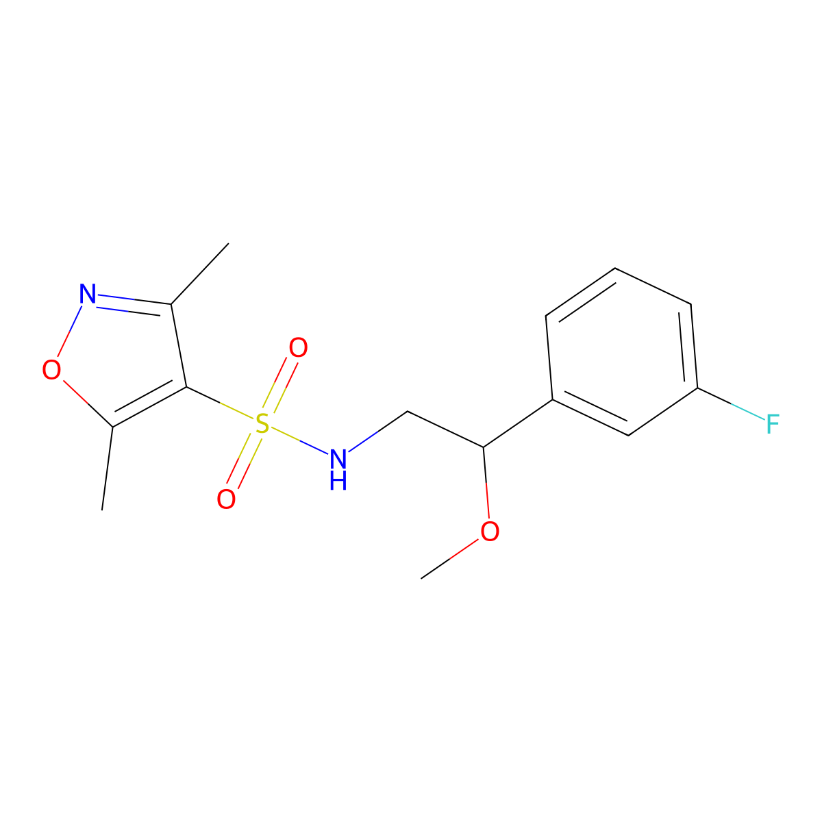 N-(2-(3-fluorophenyl)-2-methoxyethyl)-3,5-dimethylisoxazole-4-sulfonamide molecular structure, CAS 1797876-85-7