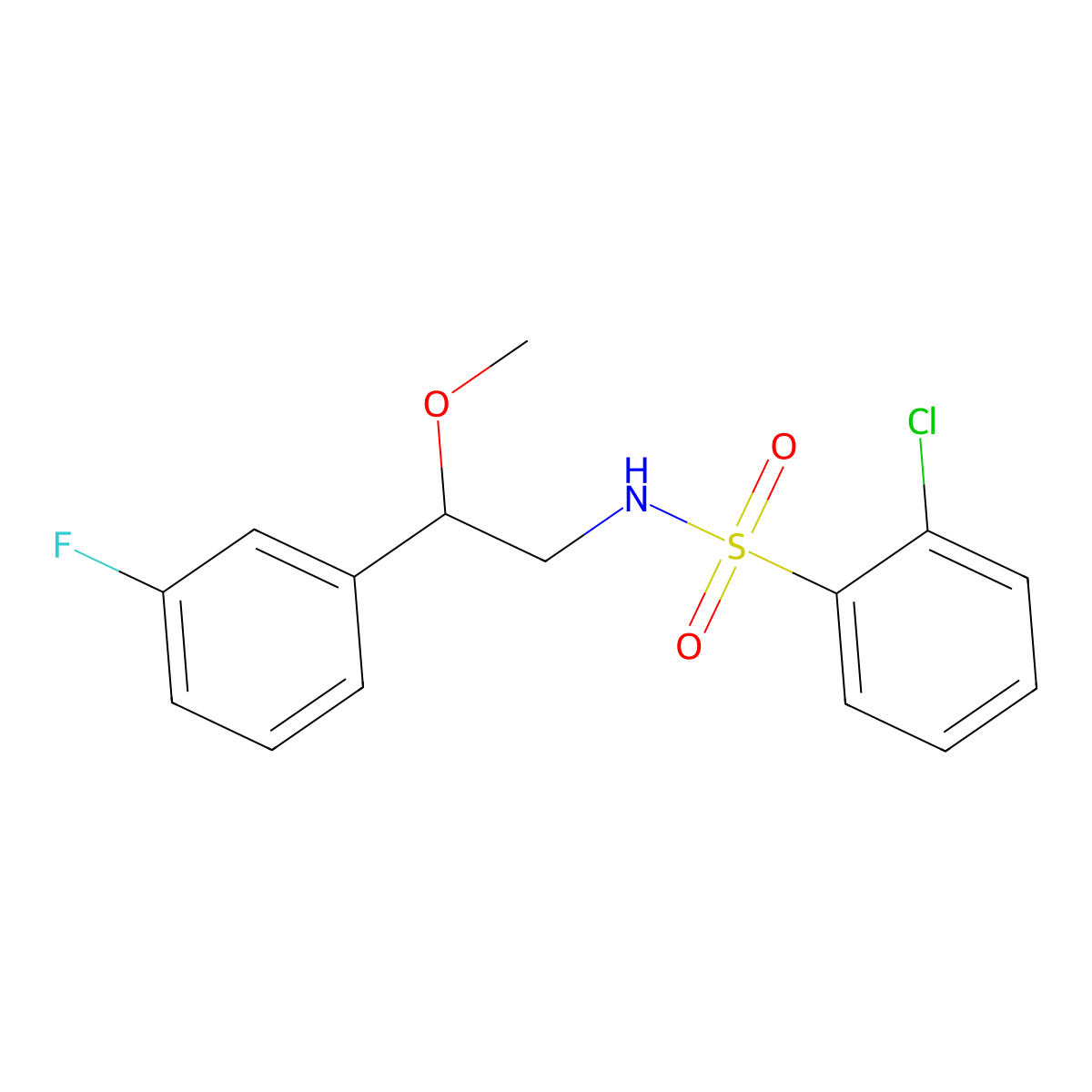 2-chloro-N-(2-(3-fluorophenyl)-2-methoxyethyl)benzenesulfonamide molecular structure, CAS 1797876-95-9