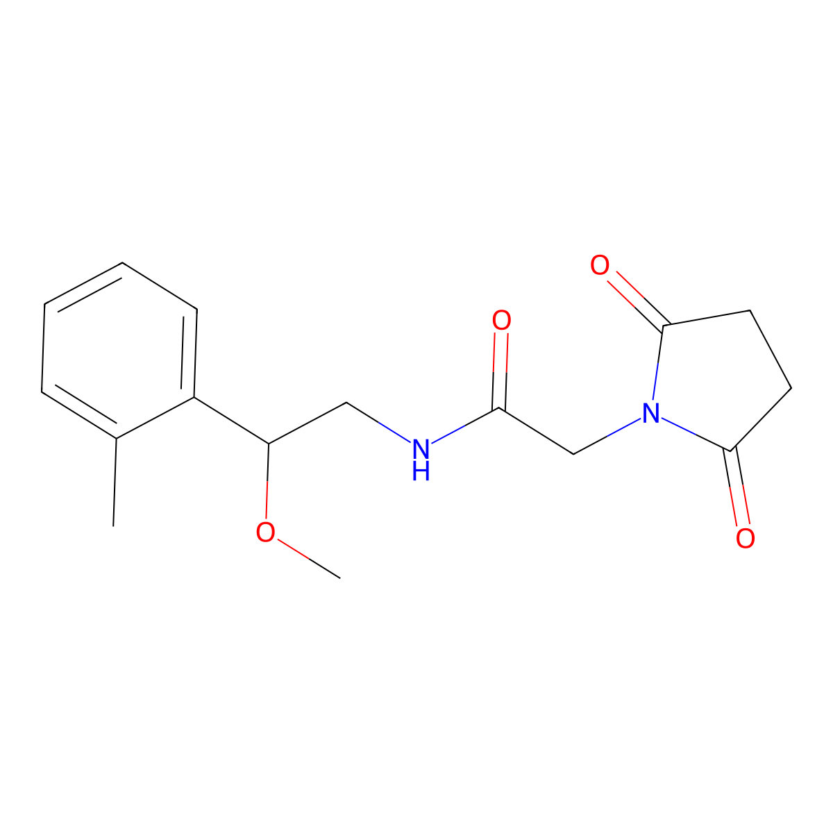 2-(2,5-dioxopyrrolidin-1-yl)-N-(2-methoxy-2-(o-tolyl)ethyl)acetamide molecular structure, CAS 1797877-57-6