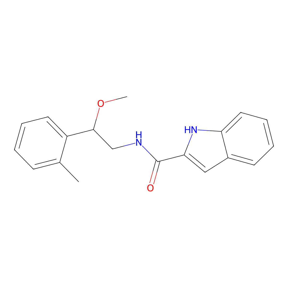 N-(2-methoxy-2-(o-tolyl)ethyl)-1H-indole-2-carboxamide molecular structure, CAS 1797877-60-1