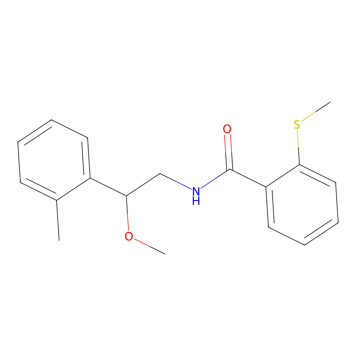 N-(2-methoxy-2-(o-tolyl)ethyl)-2-(methylthio)benzamide molecular structure, CAS 1797877-72-5