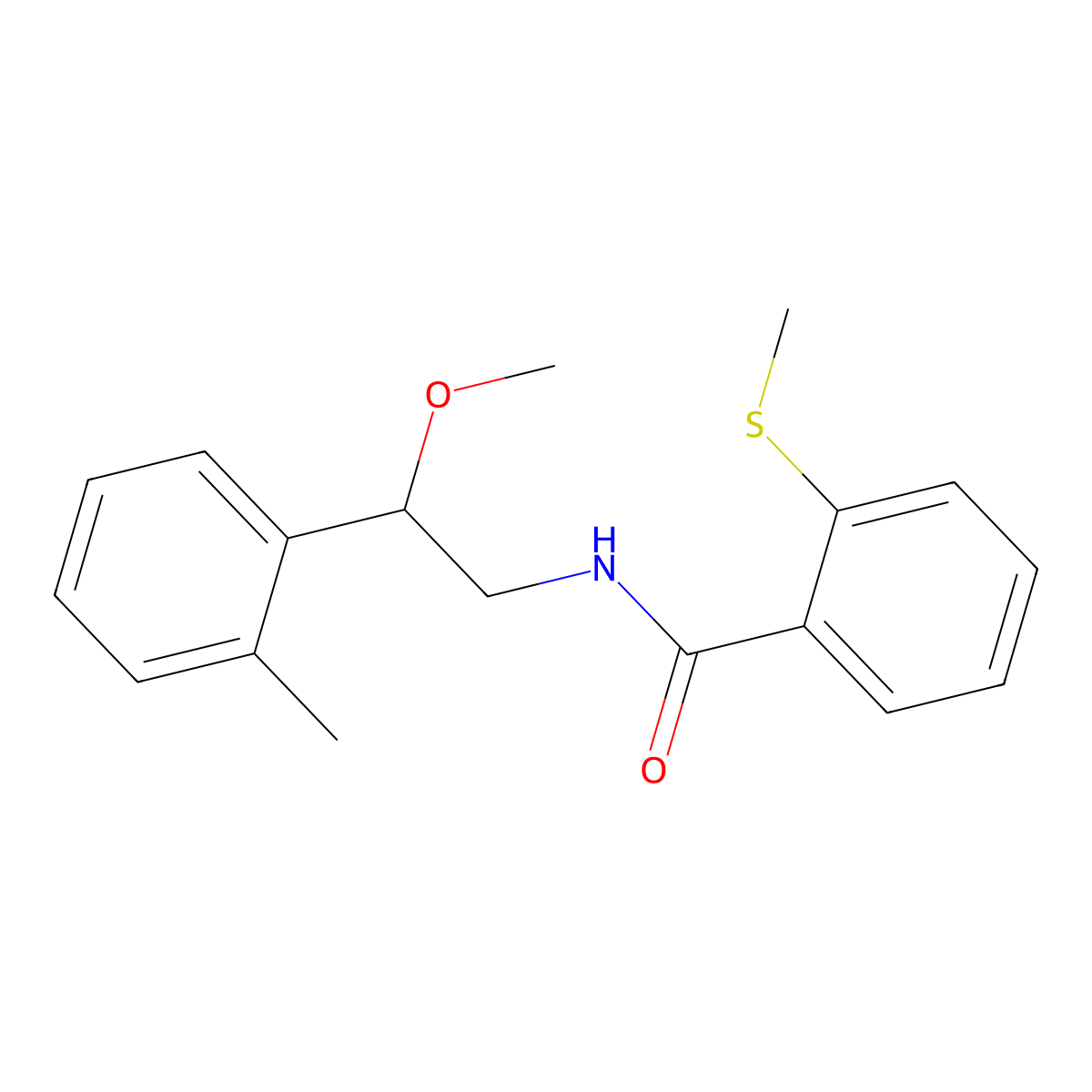 N-(2-methoxy-2-(o-tolyl)ethyl)-2-(methylthio)benzamide molecular structure, CAS 1797877-72-5