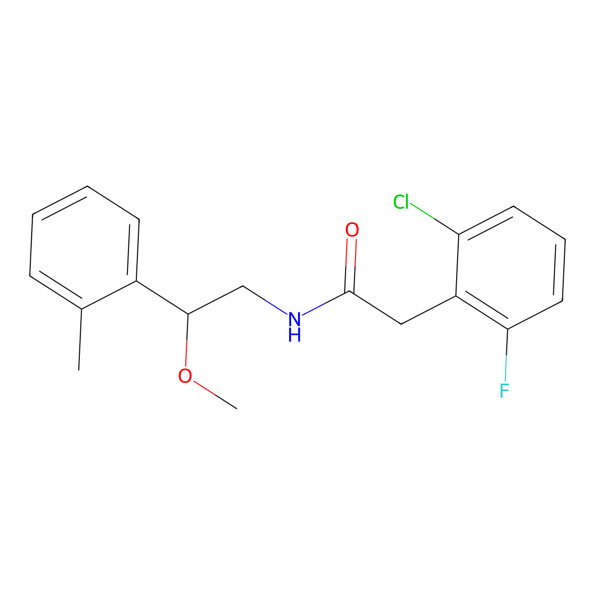 2-(2-chloro-6-fluorophenyl)-N-(2-methoxy-2-(o-tolyl)ethyl)acetamide molecular structure, CAS 1797877-95-2