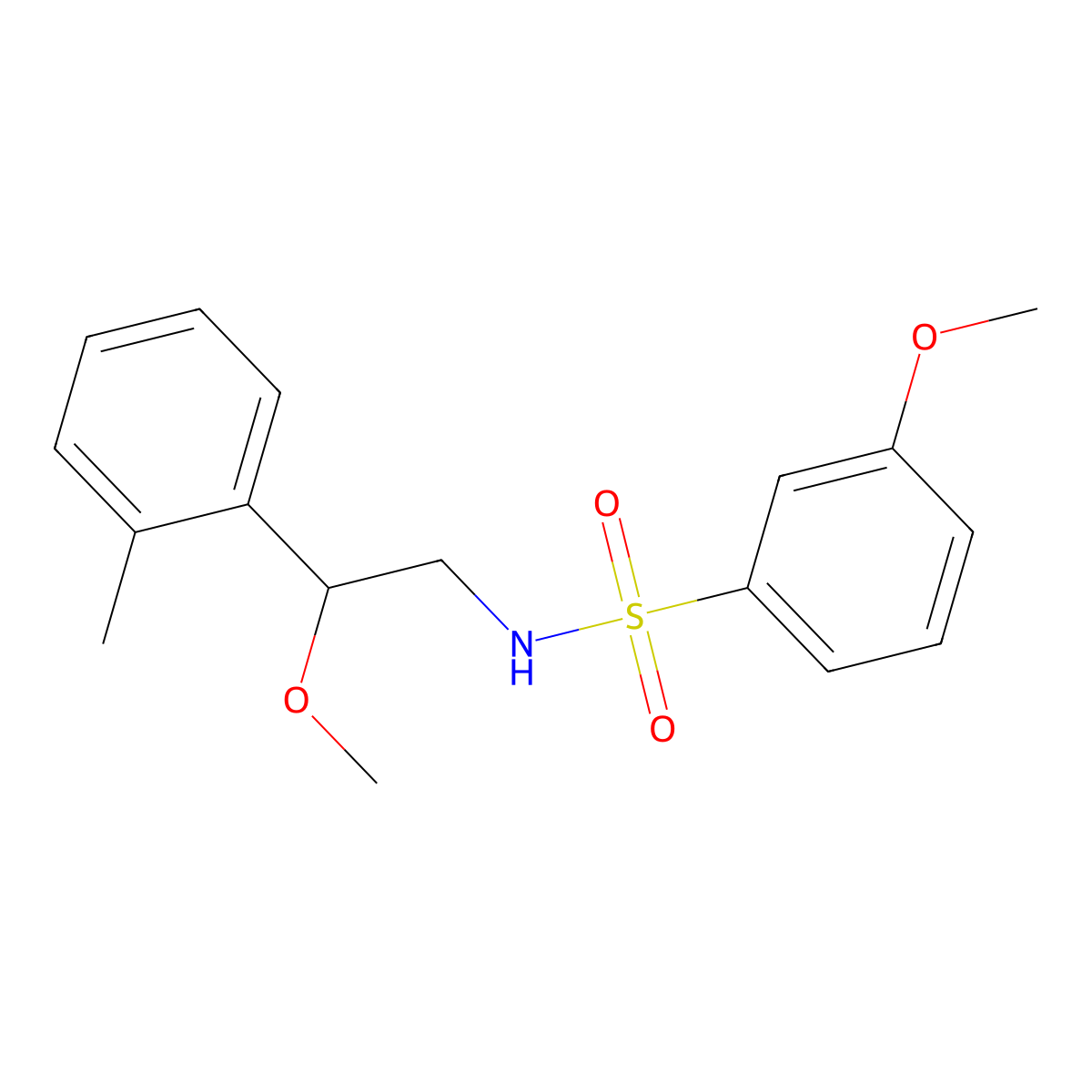 3-methoxy-N-(2-methoxy-2-(o-tolyl)ethyl)benzenesulfonamide molecular structure, CAS 1797878-36-4