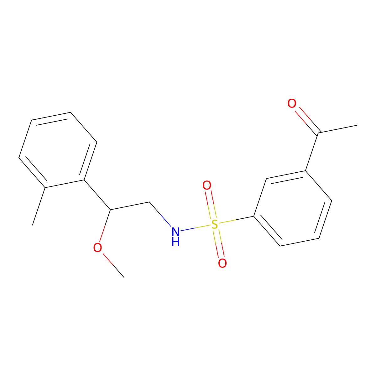 3-acetyl-N-(2-methoxy-2-(o-tolyl)ethyl)benzenesulfonamide molecular structure, CAS 1797878-43-3