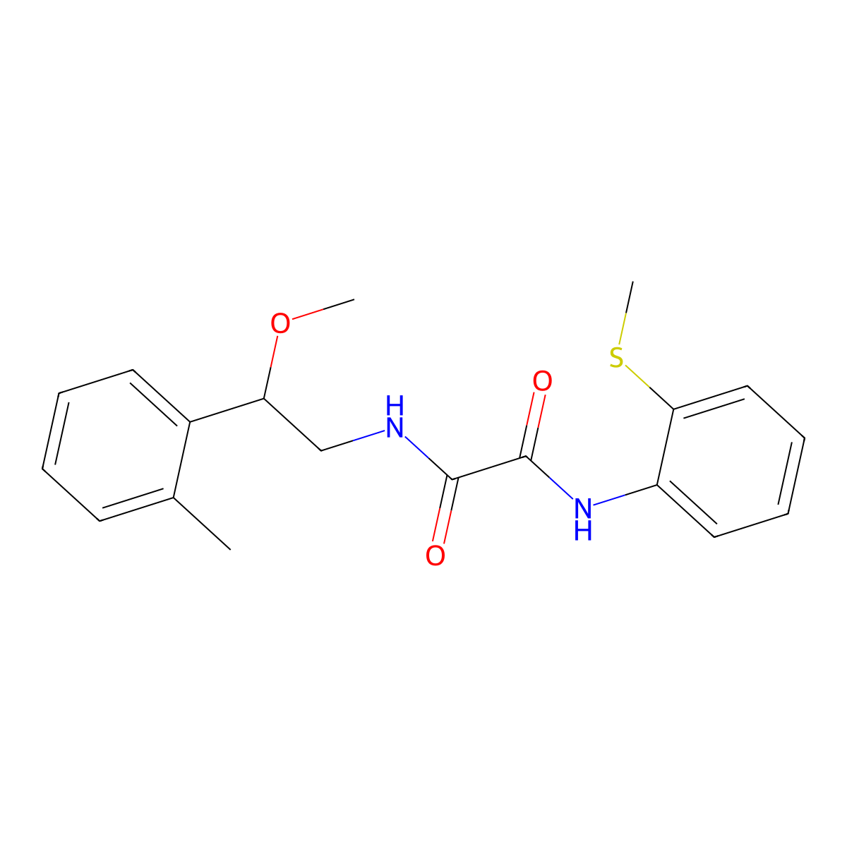 N1-(2-methoxy-2-(o-tolyl)ethyl)-N2-(2-(methylthio)phenyl)oxalamide molecular structure, CAS 1797878-61-5