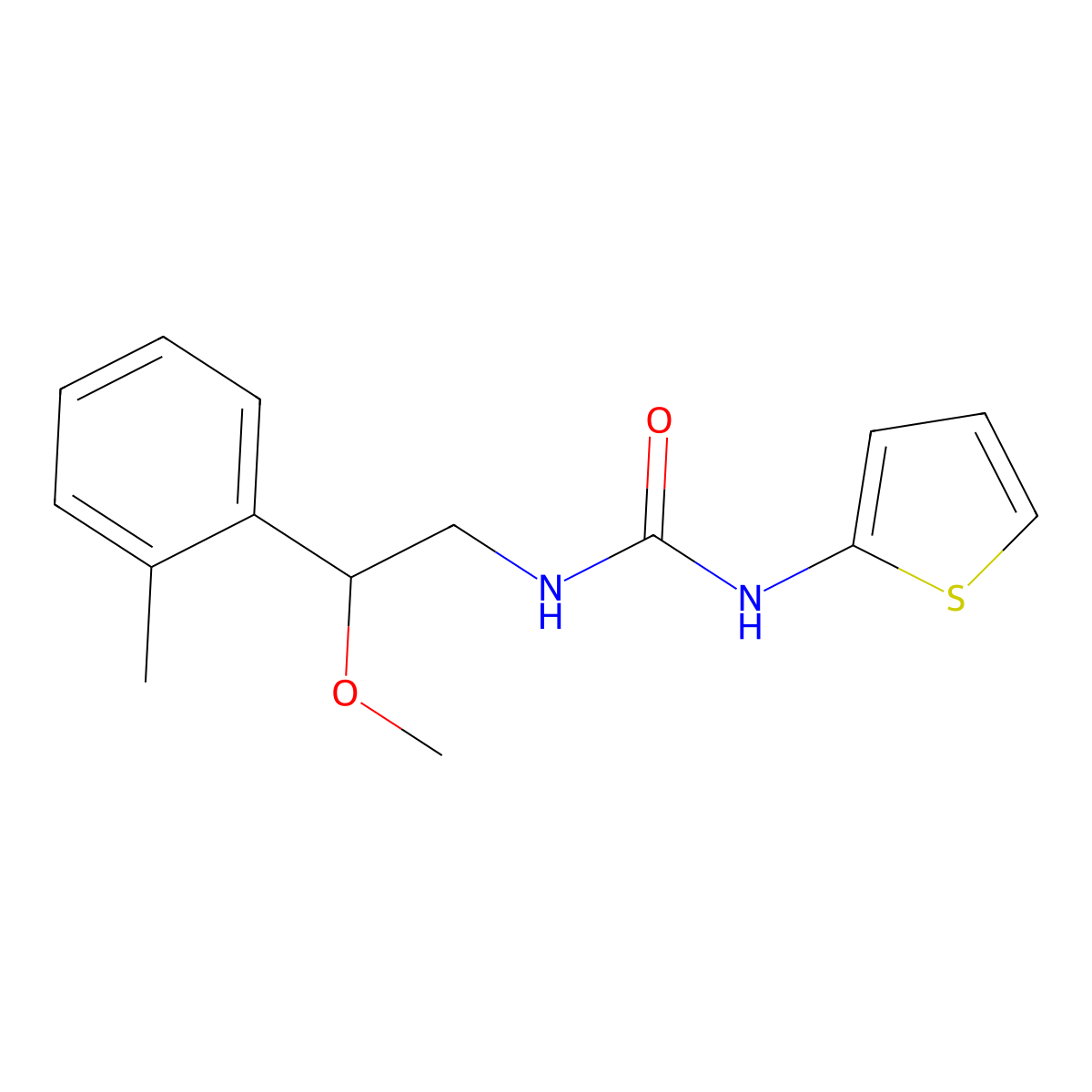1-(2-Methoxy-2-(o-tolyl)ethyl)-3-(thiophen-2-yl)urea molecular structure, CAS 1797878-85-3