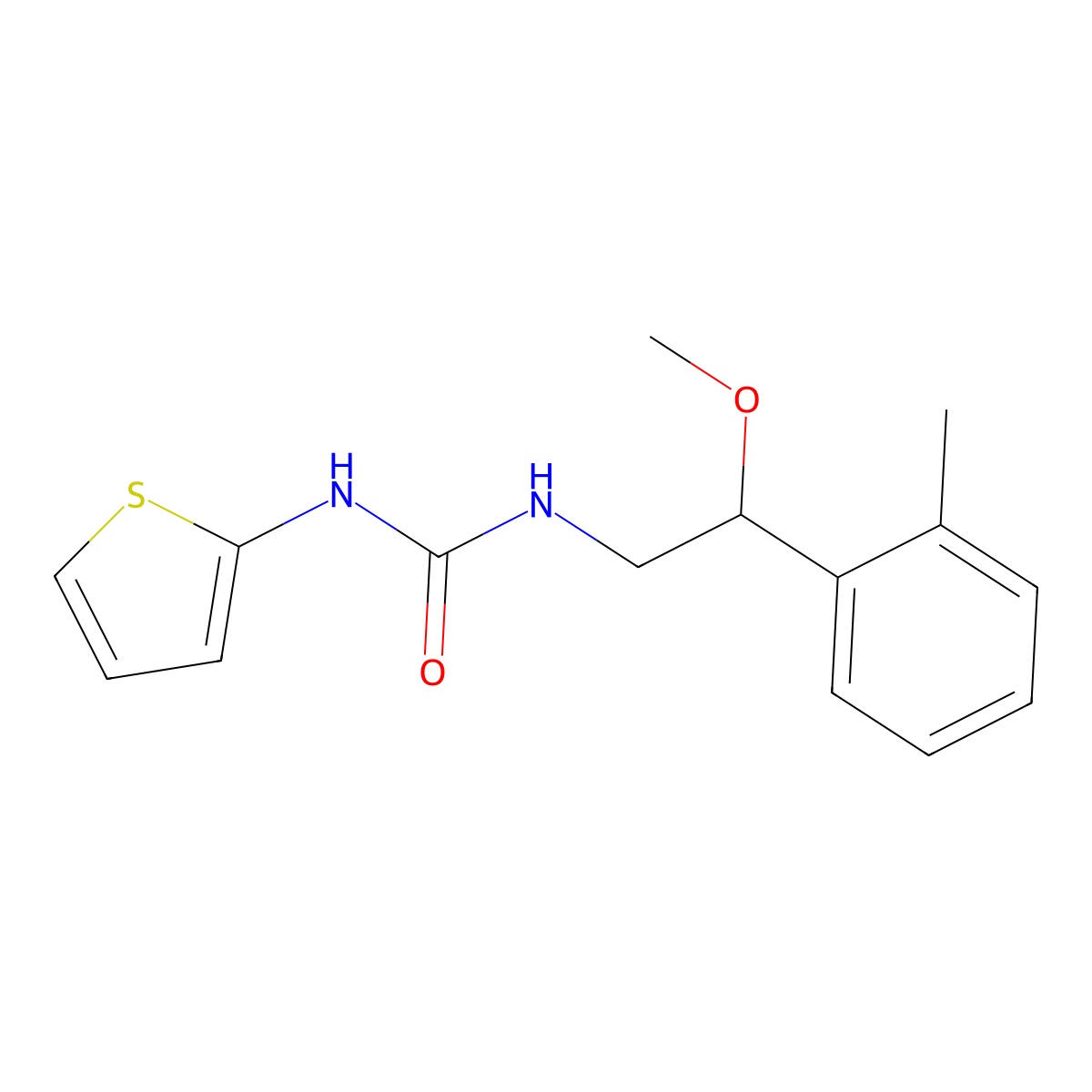 1-(2-Methoxy-2-(o-tolyl)ethyl)-3-(thiophen-2-yl)urea molecular structure, CAS 1797878-85-3