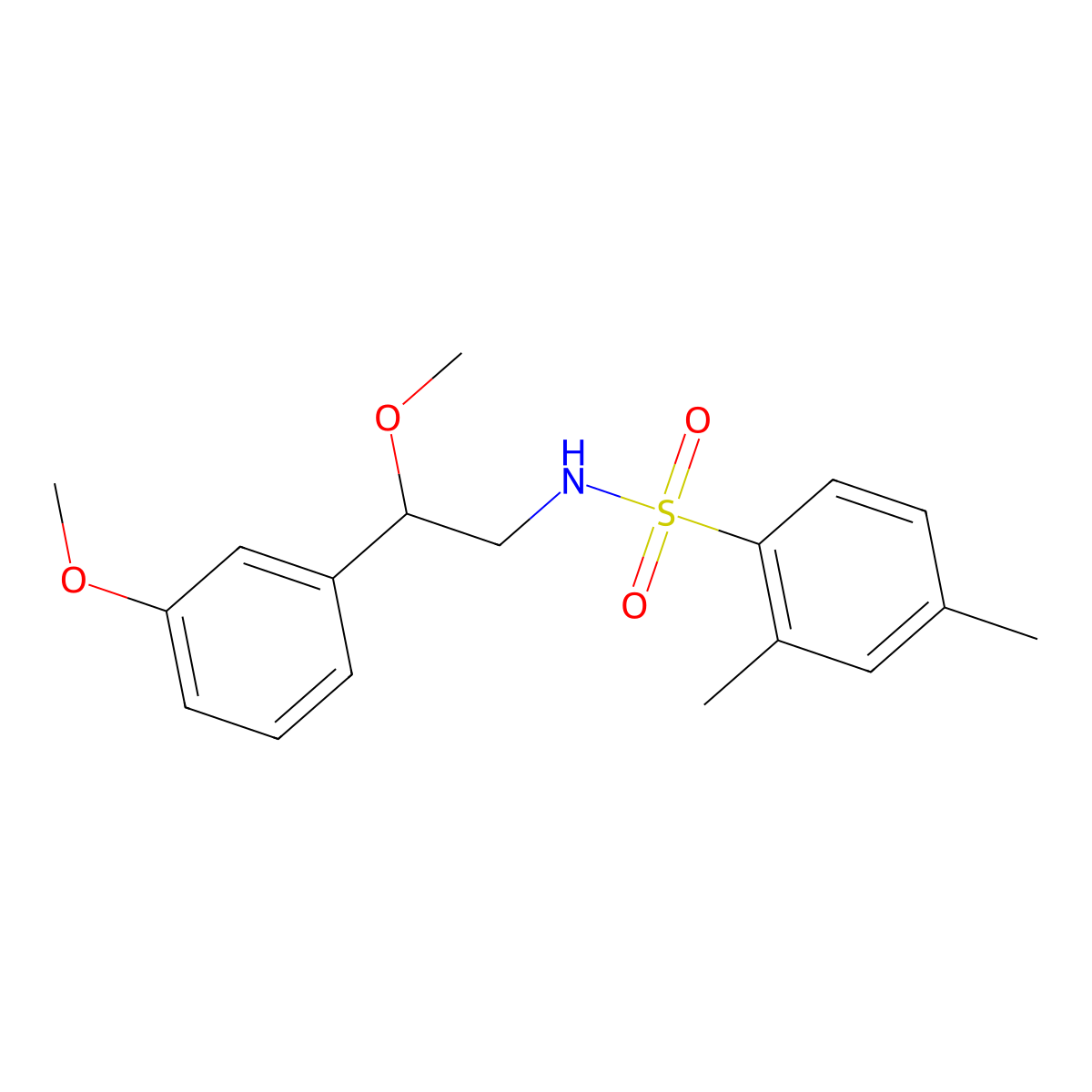 N-(2-methoxy-2-(3-methoxyphenyl)ethyl)-2,4-dimethylbenzenesulfonamide molecular structure, CAS 1797880-17-1
