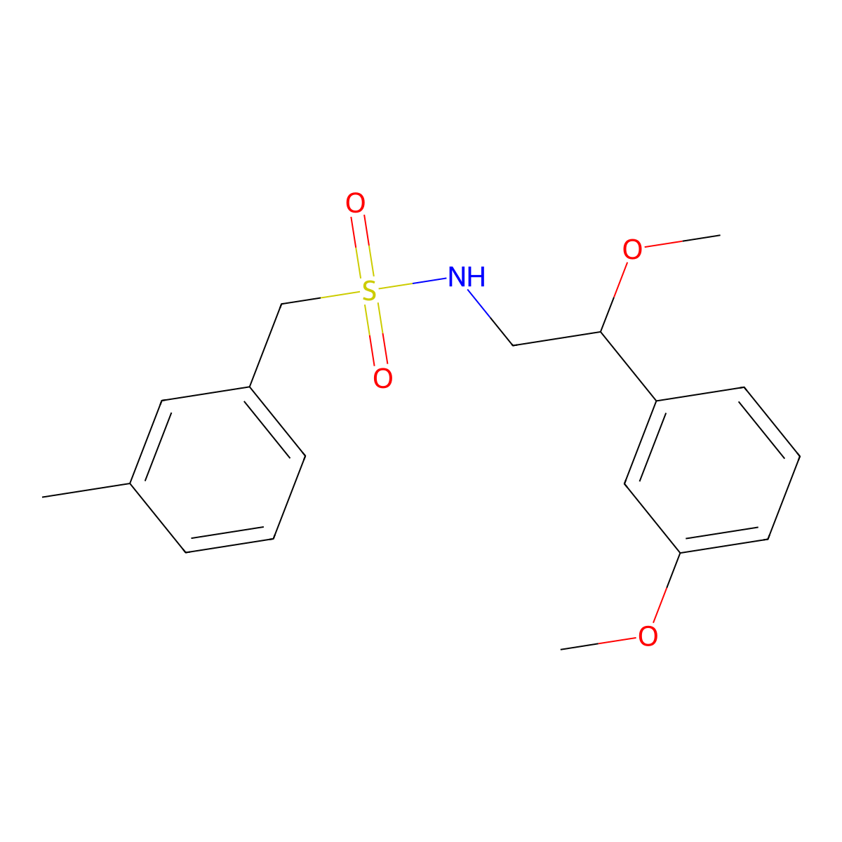 N-(2-methoxy-2-(3-methoxyphenyl)ethyl)-1-(m-tolyl)methanesulfonamide molecular structure, CAS 1797880-31-9