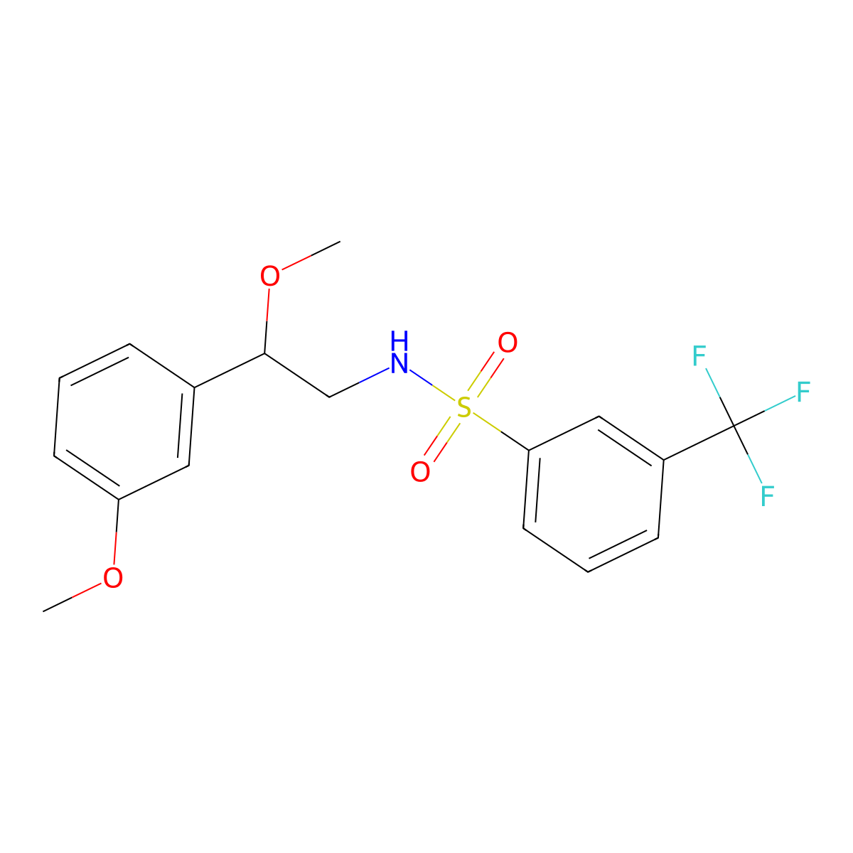 N-(2-methoxy-2-(3-methoxyphenyl)ethyl)-3-(trifluoromethyl)benzenesulfonamide molecular structure, CAS 1797880-35-3