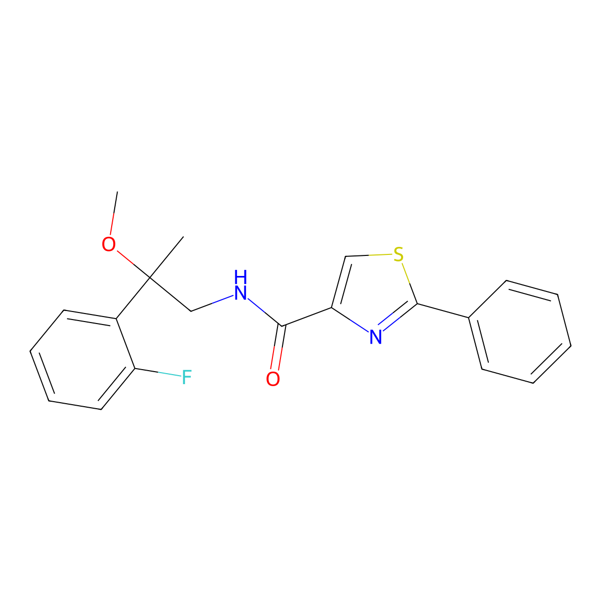 N-(2-(2-fluorophenyl)-2-methoxypropyl)-2-phenylthiazole-4-carboxamide molecular structure, CAS 1797881-02-7