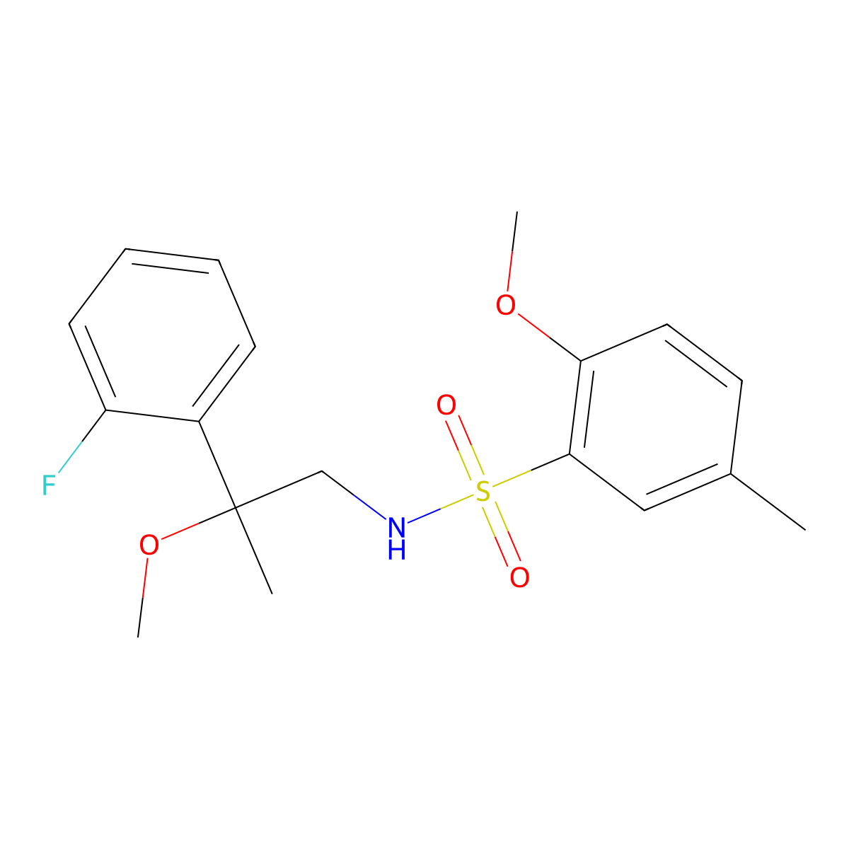 N-(2-(2-fluorophenyl)-2-methoxypropyl)-2-methoxy-5-methylbenzenesulfonamide molecular structure, CAS 1797881-22-1