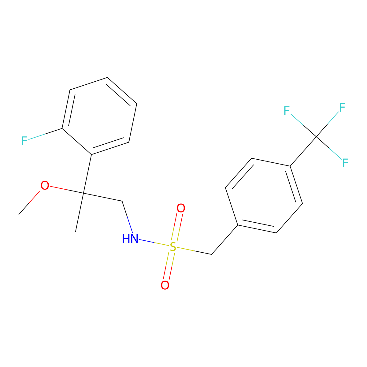 N-[2-(2-Fluorophenyl)-2-methoxypropyl]-1-[4-(trifluoromethyl)phenyl]methanesulfonamide molecular structure, CAS 1797881-33-4