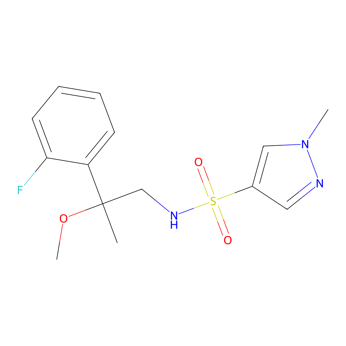 N-[2-(2-fluorophenyl)-2-methoxypropyl]-1-methyl-1H-pyrazole-4-sulfonamide molecular structure, CAS 1797881-40-3