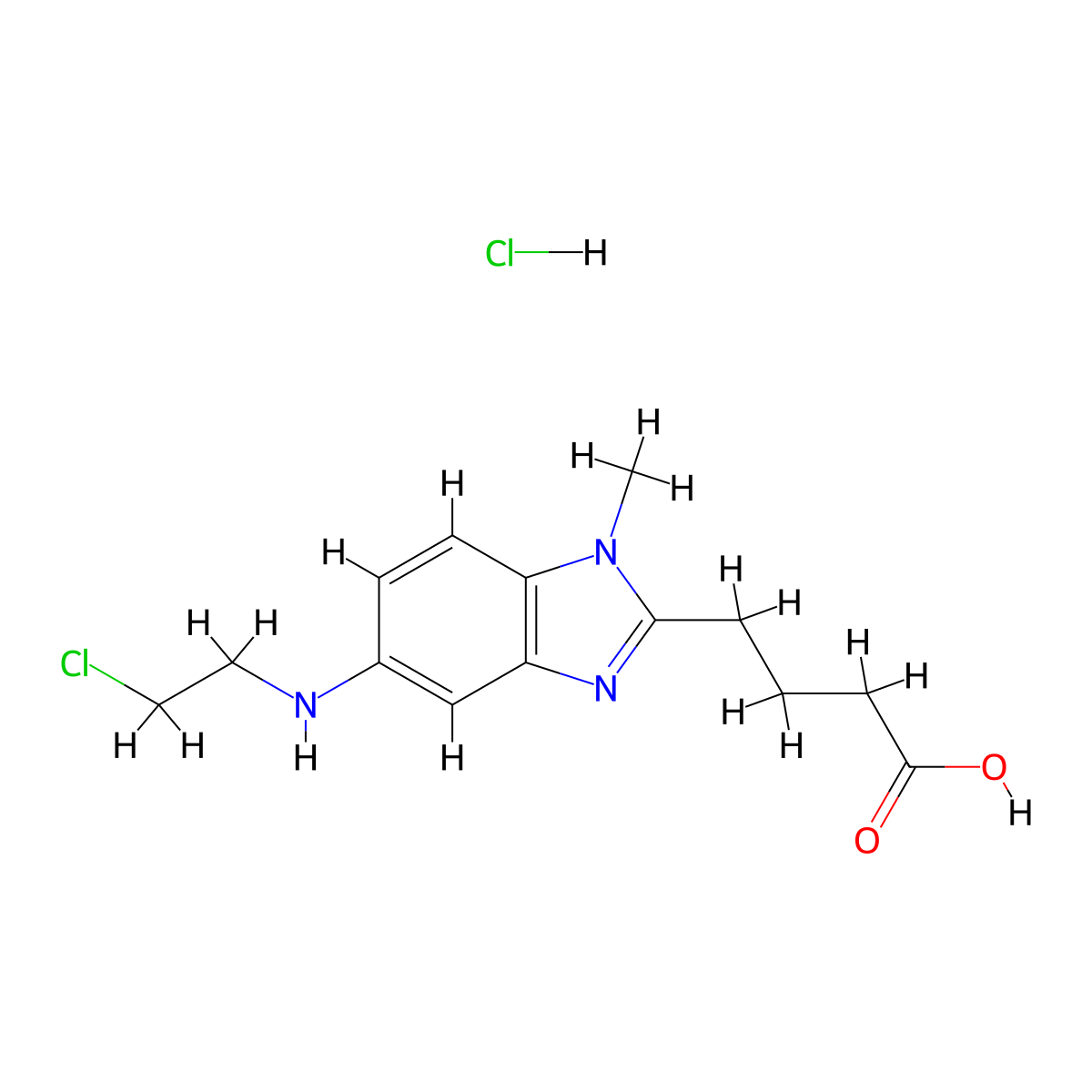 4-{5-[(2-Chloroethyl)amino]-1-methyl-1H-1,3-benzodiazol-2-yl}butanoic acid hydrochloride molecular structure, CAS 1797881-48-1