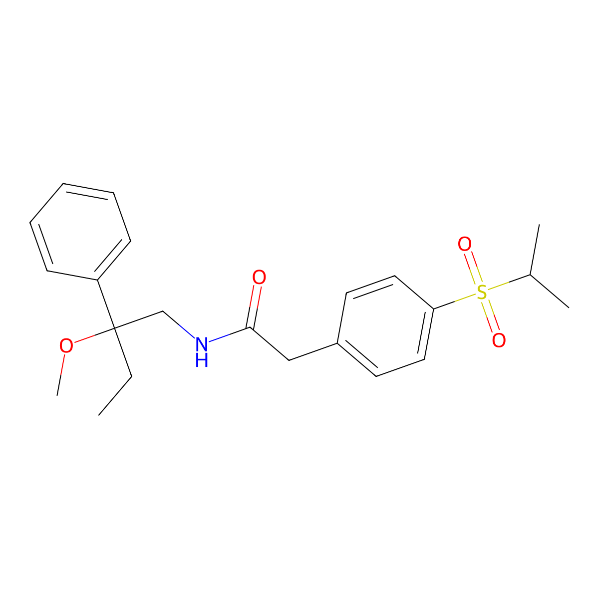 2-(4-(isopropylsulfonyl)phenyl)-N-(2-methoxy-2-phenylbutyl)acetamide molecular structure, CAS 1797881-77-6