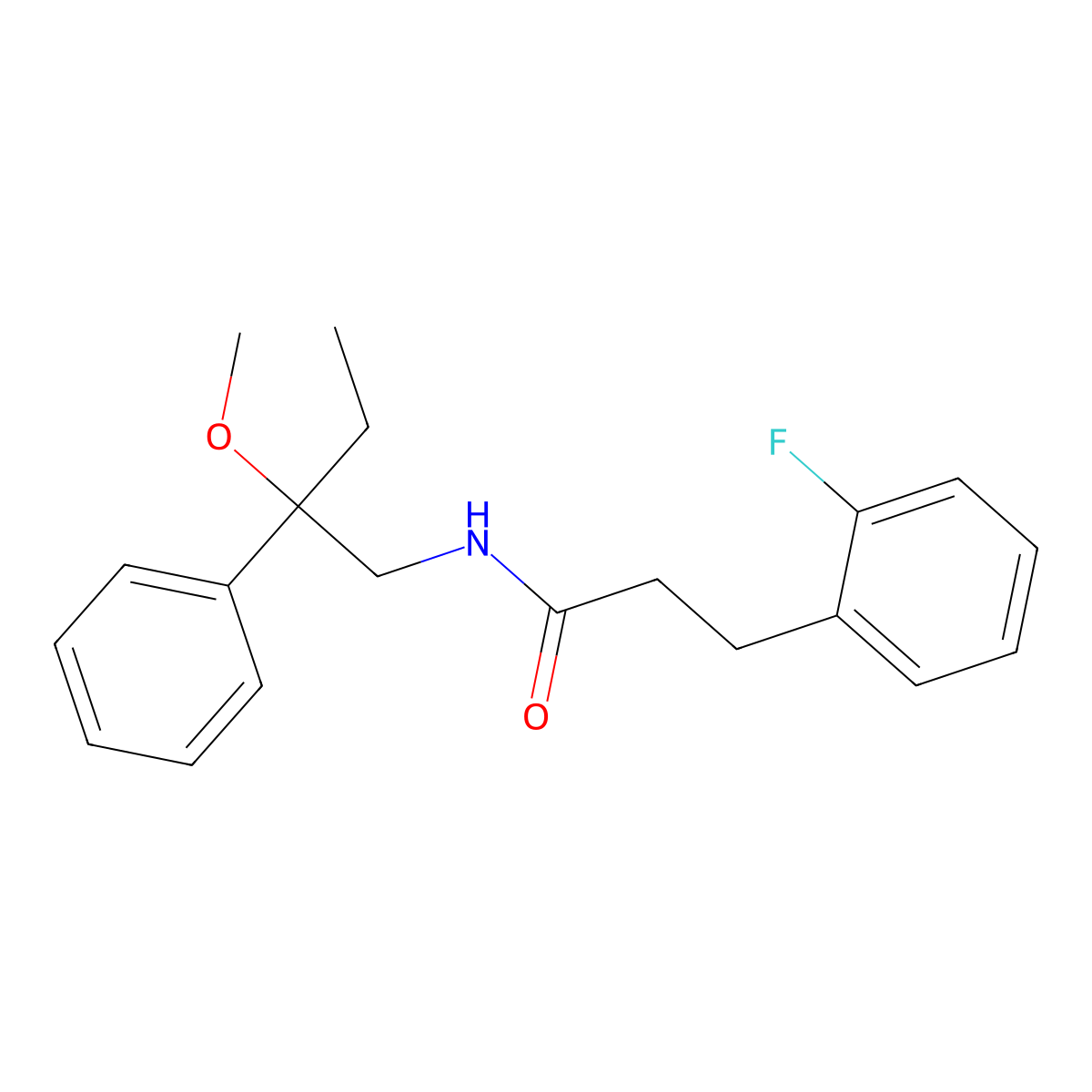 3-(2-fluorophenyl)-N-(2-methoxy-2-phenylbutyl)propanamide molecular structure, CAS 1797881-88-9