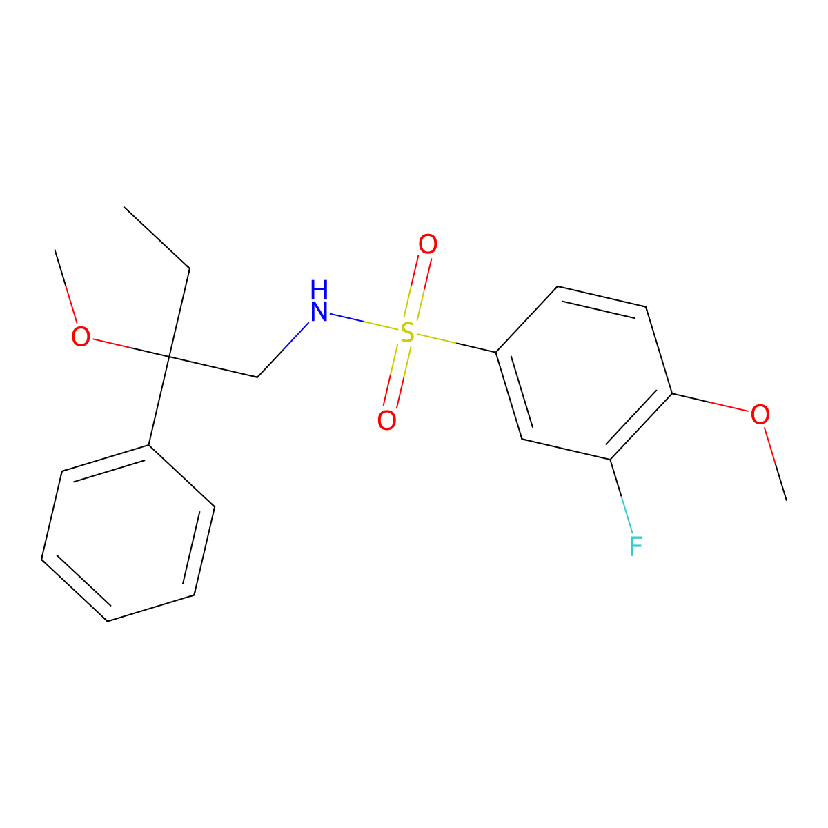 3-fluoro-4-methoxy-N-(2-methoxy-2-phenylbutyl)benzenesulfonamide molecular structure, CAS 1797882-02-0