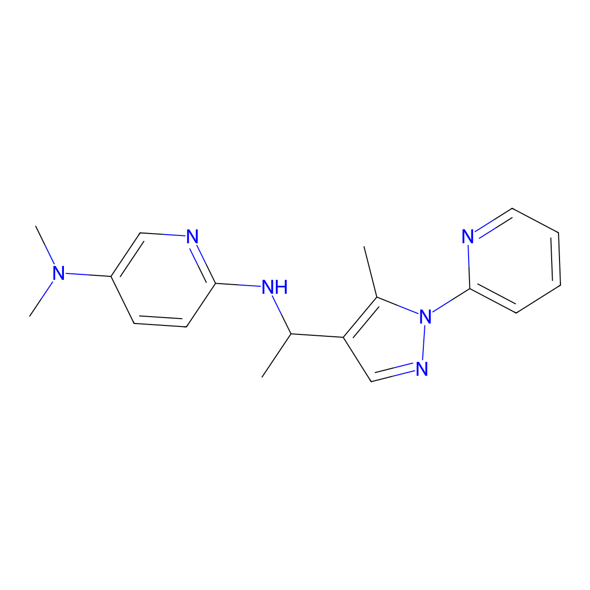N5,N5-Dimethyl-N2-[1-[5-methyl-1-(2-pyridinyl)-1H-pyrazol-4-YL]ethyl]-2,5-pyridinediamine molecular structure, CAS 1797882-62-2
