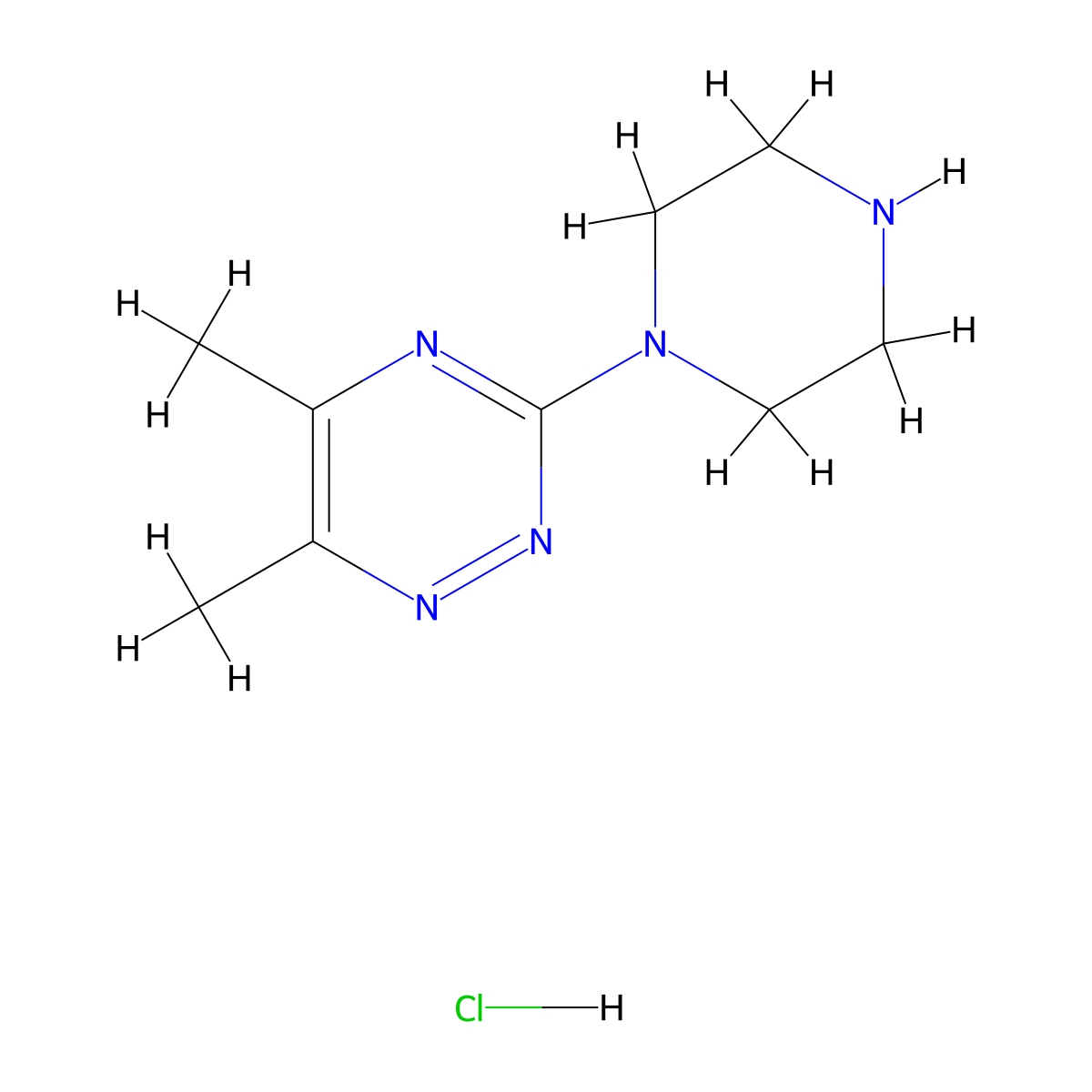 5,6-Dimethyl-3-(piperazin-1-yl)-1,2,4-triazine hydrochloride molecular structure, CAS 1797883-24-9